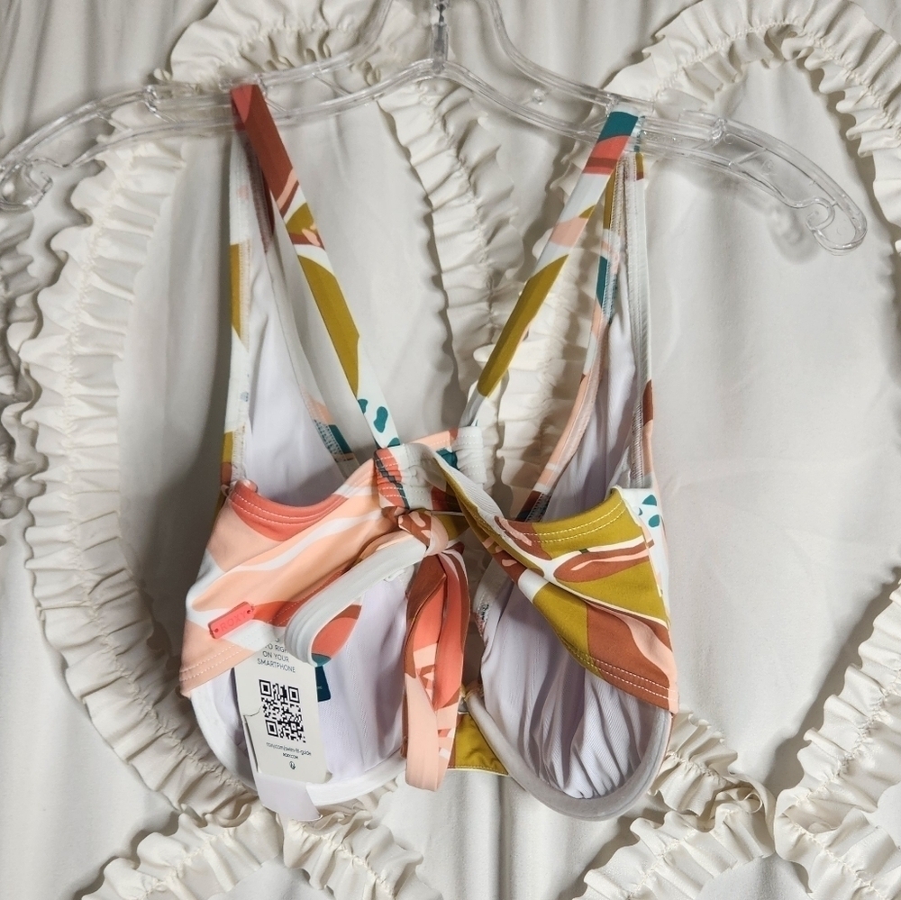 New Roxy Beach Classics Underwired D-Cup Bikini Top Bright White Paradiso sz L - Picture 4 of 7